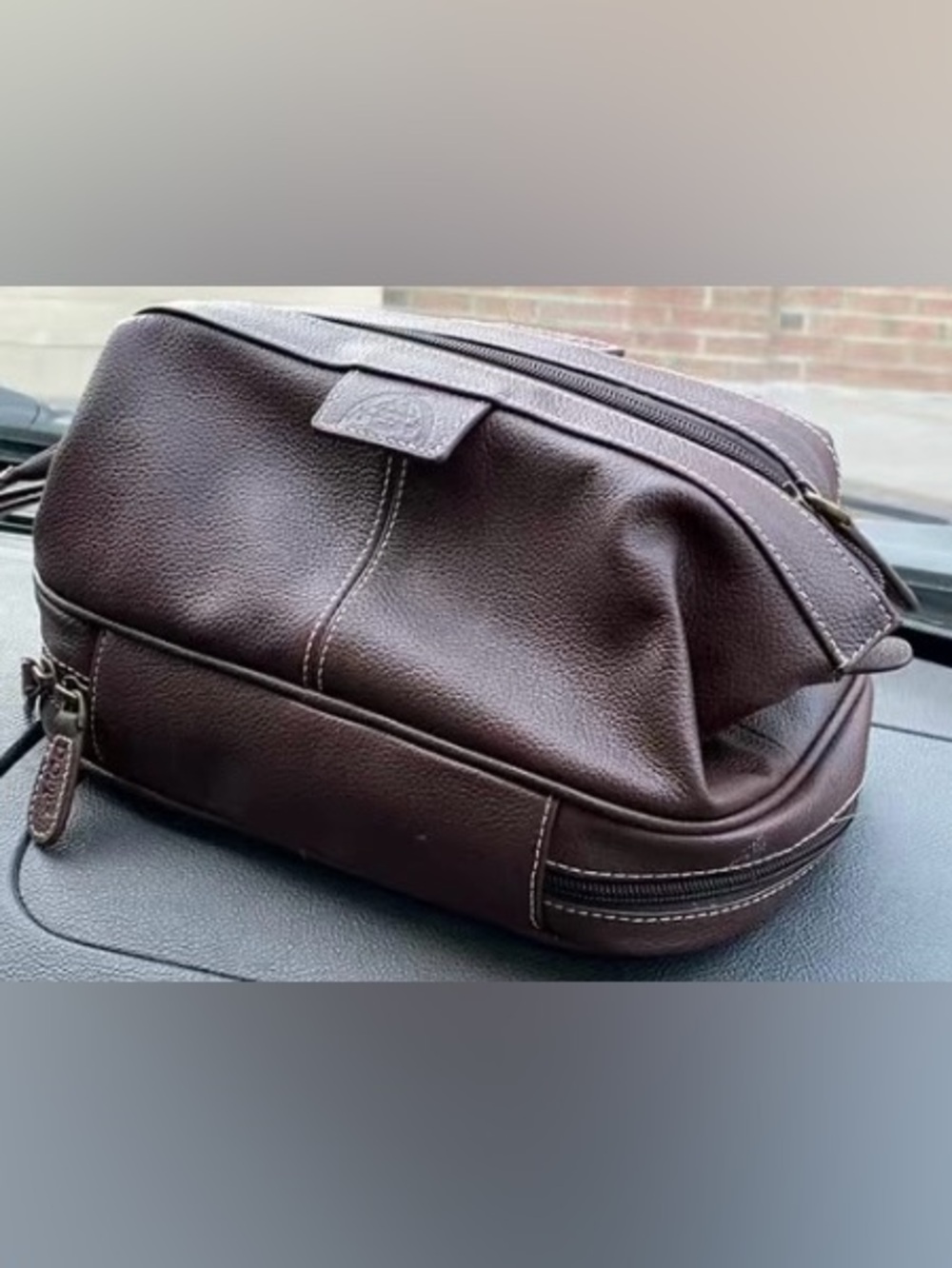 Men's Dark Brown Leather Toiletry Dopp Kit - Classic Travel Wash Bag 🤎✨